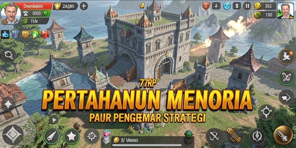 Tampilan gameplay Tower Defense yang mendebarkan di 77RP.