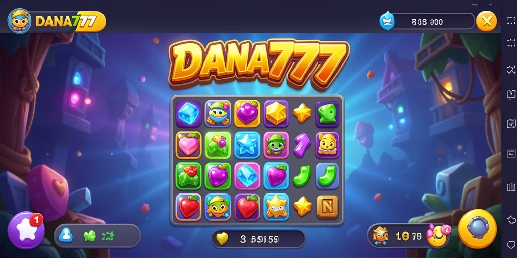 Screenshot DANA777 menampilkan gameplay Match-3 yang seru dan menantang.