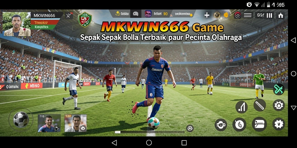 Screenshot gameplay MKWIN666 menampilkan aksi pertandingan sepak bola yang mendebarkan.