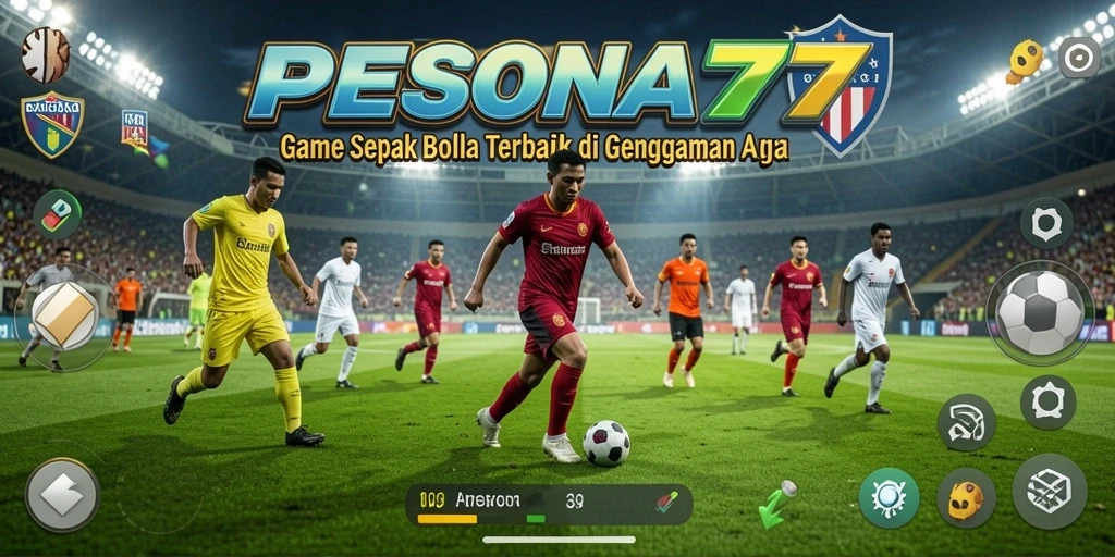 Screenshot PESONA77 yang menampilkan aksi sepak bola seru.