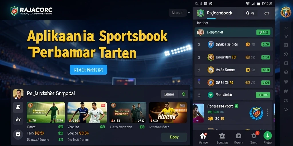 Tampilan gameplay RAJACORC dengan berbagai pilihan taruhan olahraga.