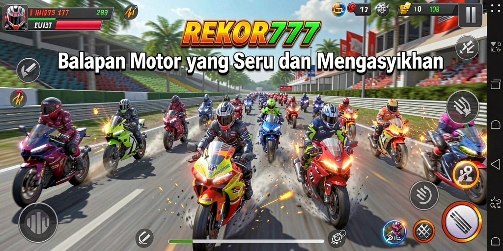 Tampilan gameplay balapan motor yang seru dan menegangkan.