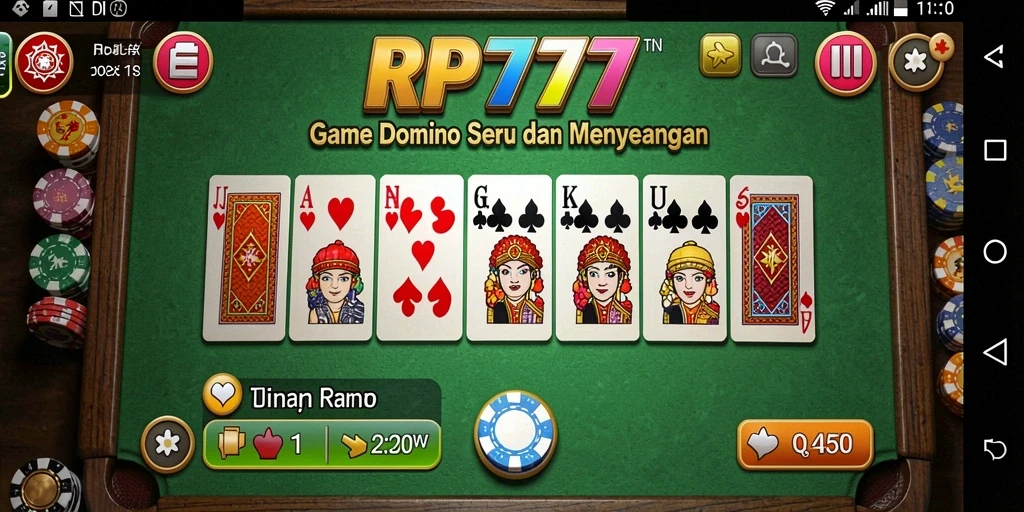 Screenshot utama RP777 menampilkan gameplay seru dan interaktif dalam permainan Domino.