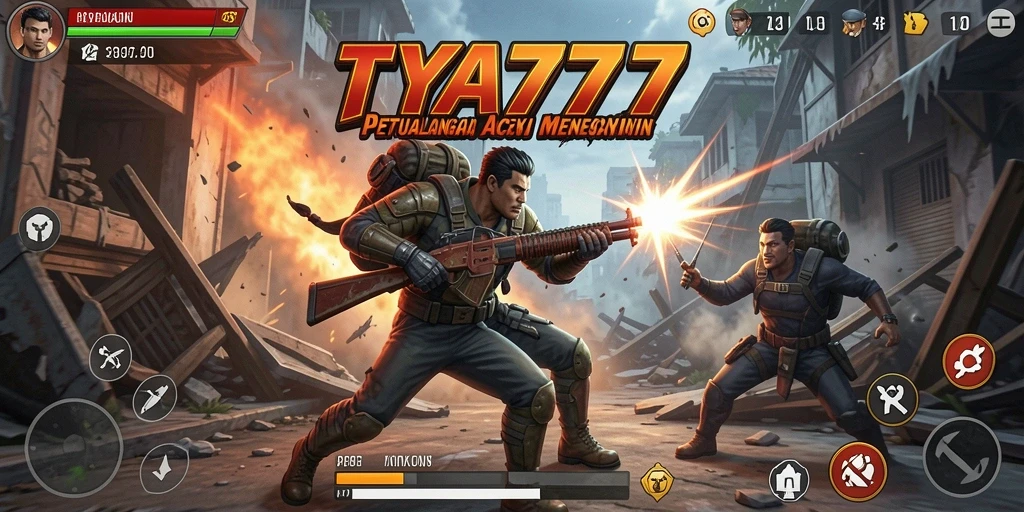 Tampilan mendebarkan dari aksi gameplay TYA777 yang intens.